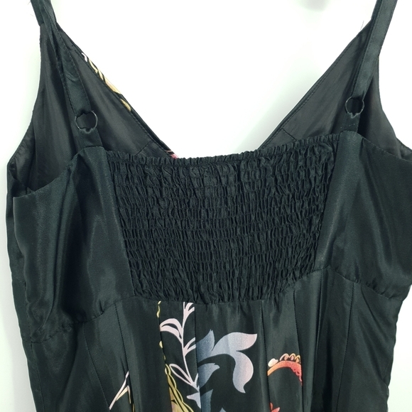 NEW Pura Vida Satin Maxi Dress Women's 6 Black Red Colorful Sexy Strappy Flowy - Picture 4 of 10